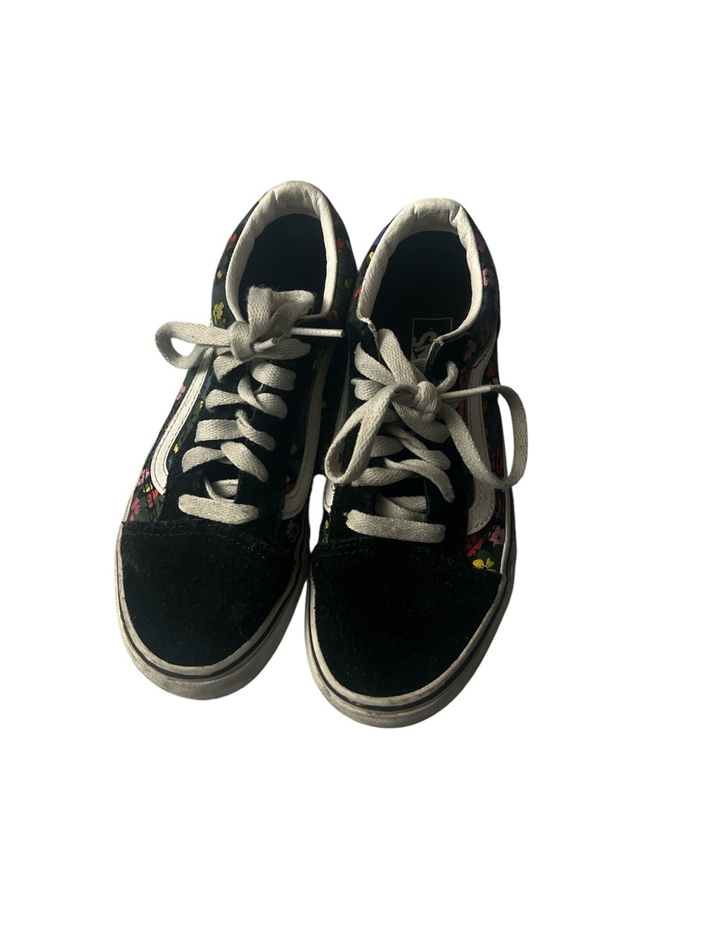 Vans Kids Black Floral Old Skool Sneakers with White Stripe
